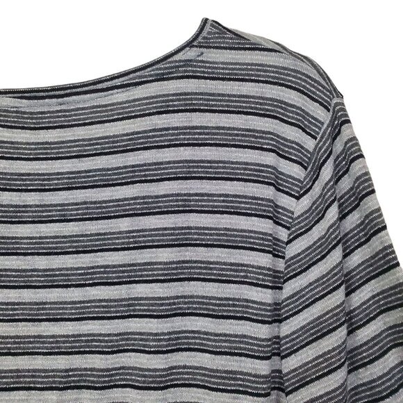 TALBOTS Sweater SZ XL Black Silver Metallic Stripes Knit‎ Long Sleeves Academia - Picture 6 of 7